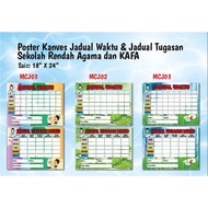 MCJ01 SET POSTER JADUAL WAKTU,  JADUAL TUGASAN  DAN STIKER JADUAL UNTUK SEKOLAH RENDAH AGAMA..