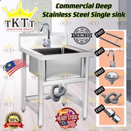 TKTT Zirafah Stainless Steel Commercial Single Deep Bowl Sink Set With Stand Sinki Berkaki Kommercia