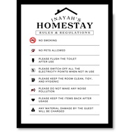Custom AIRBNB/Homestay House Rules Minimalist Wall Art Frame Poster Deco Print - 21x30 cm (A4), 30x4