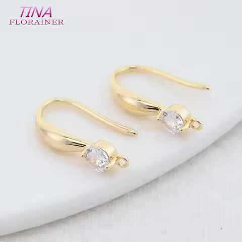 10*18MM 14K Gold Plated and Zircon Stud Earring Making Supplies Earring Hook For Jewellery Accessori