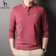 Hazzys Hazzys Men's Long-Sleeved T-Shirt Loose Casual Solid Color Bottoming Shirt Trendy Men's Lapel