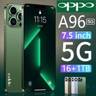 【รับประกัน 1 ปี】2025 ใหม่ OPP0 A96 5G 7.5นิ้ว โทรศัพท์มือถือ วีดีโอสั้นเกมมือถือ โทรศัพท์สมา แรม 16