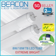 BEACON (2pcs in 1 price) LED T8 PC Tube 2/4 feet 8W/18W - Extreme Bright