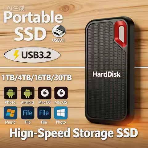 Large Capacity External Portable SSD USB3.1 Type-C Plug And Play Hard Drive 16TB 32TB 64TB 128TB For
