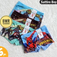 [ 6pc ] Sattire BOY Kids Boxer | Boys' Underwear [III E1-G1] Boy Motif - Bwr