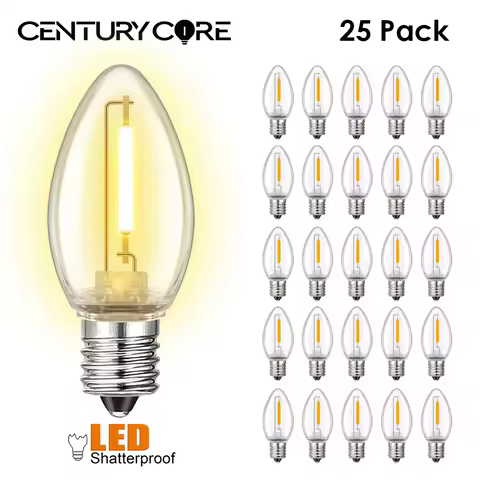 Shatterproof C7 Light Bulb Led E12 110V 220V 1W Candle Light Warm White Transparent Plastic Chandeli