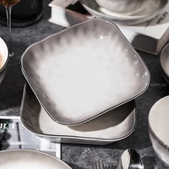 Deep ceramic plate square ceramic plate rectangular ceramic plate beautiful dishes Restaurant plate 