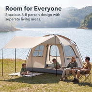 Large 6-8 Person Camping Tent with Detachable Canopy for Outdoor Adventures