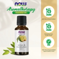 NOW Essential Oils,Lemon & Eucalyptus Oil Blend, Blend of Pure Lemon Oil and Pure Eucalyptus Oil, (3