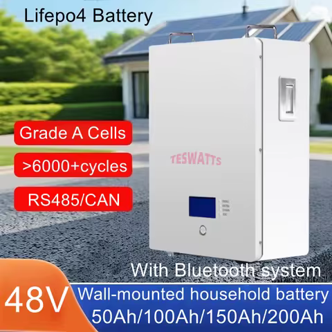 Wall-Mounted Lifepo4 Battery 6000+ Cycles 48V 50ah-200ah for Energy Storage 3kw 5kw 7kw Base Station