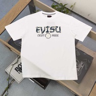 EVISU/God of Fortune 2026 Classic Round Neck Short-Sleeved T-Shirt Men Women Casual Bottoming Shirt 