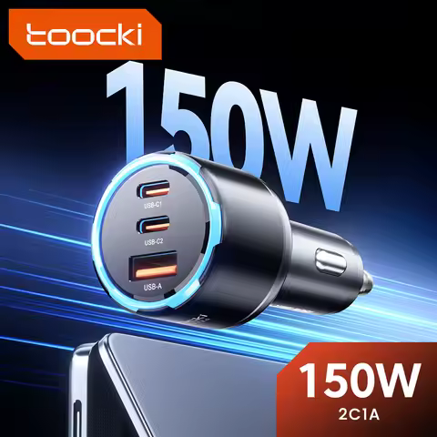 Toocki 150W 130W USB Car Charger PPS PD 65W Super Charge LED Light Type C Car Phone Charger For Sams