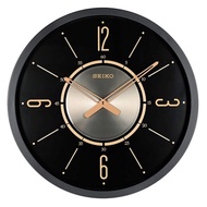 Seiko QXA759KN Modern Quiet Sweep Black Dial Gold Numerals Big Wall Clock QXA759K