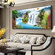 Big Size Waterfall Sunset Landscape Canvas Painting Modern Living Room Lake Bird Picture Home Decor 