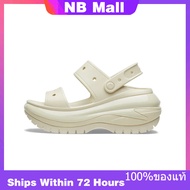 ของแท้พิเศษ Crocs Classic Mega Crush Clog Bone Shoes Non-Slip Thick Sole Beach Sandals 207989-2Y2 รอ