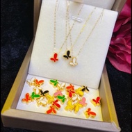 24K HK Gold butterfly pendant w/ 18K Saudi Gold necklace