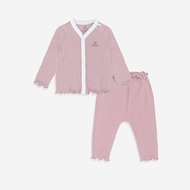Bubaby ชุดเซ็ทผ้าใยไผ่ เด็กทารก นุ่มยืดสบาย ลายทาง / Siro Stripy Ruffle Long Sleeve PJ Set (Straigh