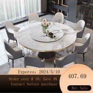 Mild Luxury Marble Dining Table and Chair round Table Combination Modern Small