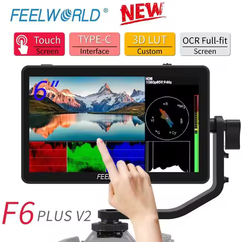 FEELWORLD F6 PLUS V2 6 Inch Camera DSLR Field Monitor 3D LUT Touch Screen IPS FHD 1920x1080 Video Fo