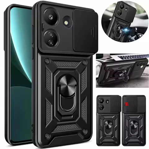 For Xiaomi Redmi 13C 4G Case Car Magnetic Ring Holder Armor Back Cover for Redmi13C Redmy Radmi 13C 