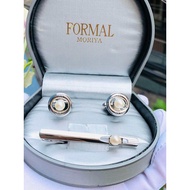 Combo box of cufflinks set, branded tie clip, real and brand new