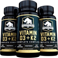 Best Value, Max Strength 10,000 iu Vitamin D3 and 1500 mcg Vitamin K2 Supplements 3 Bottle Pack. D3K