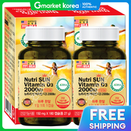 Nutrisun Vitamin D3 2000Iu 2 Bottles (12-Month Supply) D3 Supplement