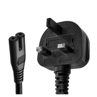Volex Longwell UK 3 Prong Mains Plug to IEC 60320 C7 2 Pin Fused 250V AC Power Supply Charger Cord C