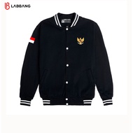 LABBANG Jacket Varsity Baseball Kancing Merah Putih Garuda Pria Wanita