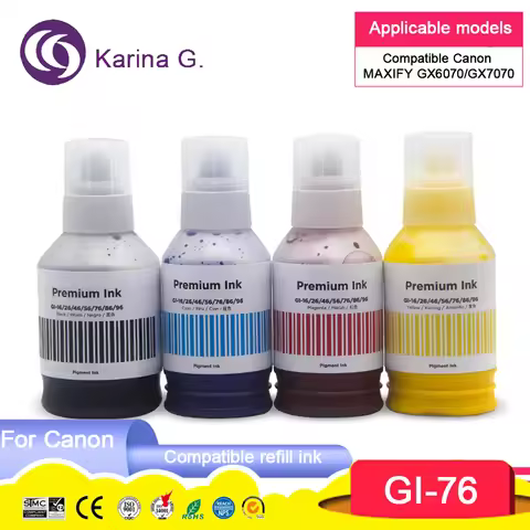 GI76 GI 76 GI-76 Premium Color Compatible Bulk Bottle Water Based Refill Ink for Canon MAXIF GX6070 