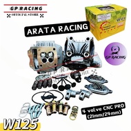 Wave125 Racing head 4 valve CNC PRO (21mm/24mm) ARATA complete set "GP RACING"