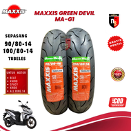 Paket Maxxis Green Devil 90/80 14 dan 100/80- 14 tubeless Freepentil