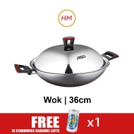 ASD Gusto Red 36cm Non-Stick Chef Wok + Stainless Steel Cover