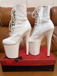 超新淨Pleaser 8吋 全真皮白色 platform boots 鞋