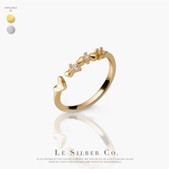 Lè Silber Co. S925 Sterling Silver - Heart Charm Zirconia Open Ring Cincin Perak