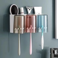 ECOCO ที่เก็บแปรงสีฟัน แบบติดผนัง ที่บีบยาสีฟัน ในห้องน้ำ ติดตั้งง่าย ชั้นวางของในห้องน้ำ
