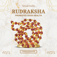 {**ส่งฟรี**} SMALL INDIA 📿🕉️ 5 Mukhi Gold-Plated Rudraksha Mala Necklace 📿🕉️ Rudraksha Mala Necklace
