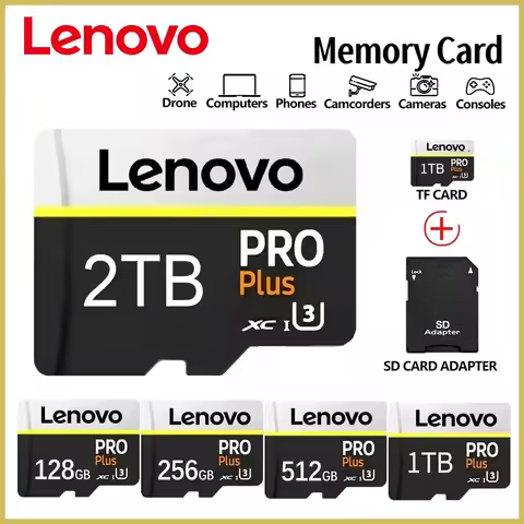 Lenovo Memory Card 2TB High-Speed V30 A2 4K SD Card 512GB 256GB 1TB Micro TF SD Adapter for Smart Ph