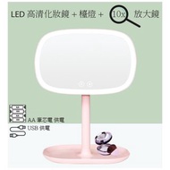 LED 高清化妝鏡 + 10x 放大鏡 + 座檯燈 LED Makeup Mirror with 10x magnifier & Desk Lamp