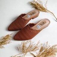 Sandal selop wanita hak tahu 3 cm bahan rajut import elastis