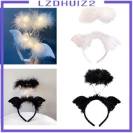 [Lzdhuiz2] Angel Headband Hair Band Cute Headdress Devil Cosplay Headwear Feather Headband for Photo Props
