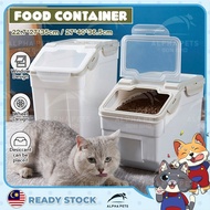 ALPHAPETS Fully Sealed 10/15kg Rice Bucket Food Storage Box Pet Cat Container Bekas Beras Plastik Makanan Kucing 猫粮储存罐