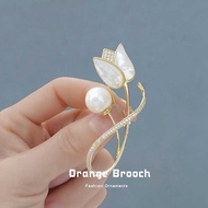 kerongsang tudung 100 pcs Baru tulip bros wanita bunga magnolia temperamen mutiara pin fesyen bunga 