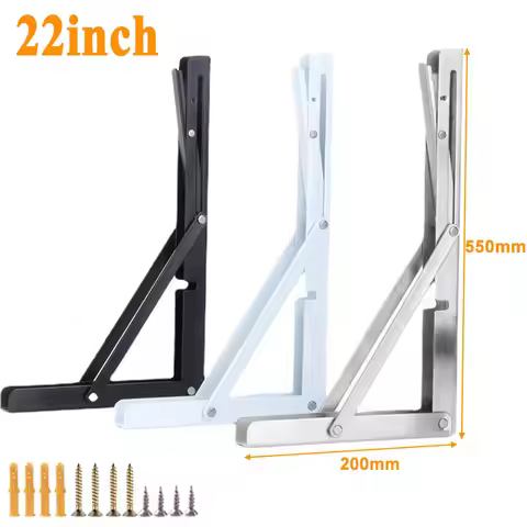 22" Folding Shelf Brackets Adjustable DIY Wall Mounted Shelf Bracket Space Saving for Table Work Ben