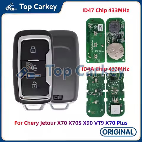 TopCarkey OEM Smart Remote Key ID47 ID4A Chip 433MHz for Chery Jetour X70 X70S X90 VT9 X70 Plus