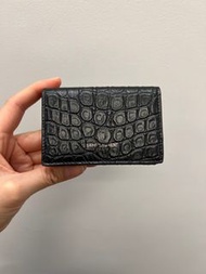 YSL 黑色鱷魚皮紋錢包 black crocodile embossed leather wallet