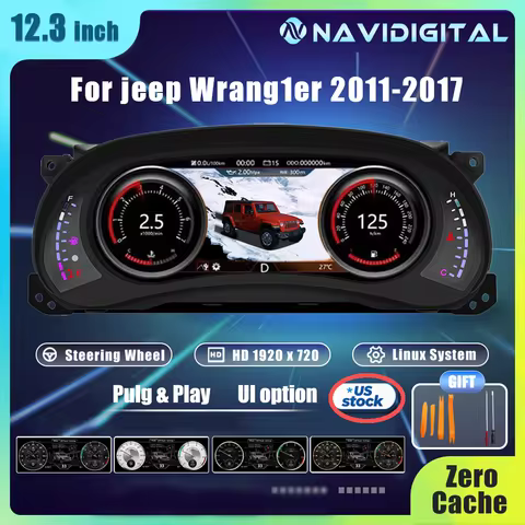 12.3 ''Digital Cluster Dashboard For Jeep Wrangler 2011-2017 Years Auto Digital Cluster Lcd Panel Vi