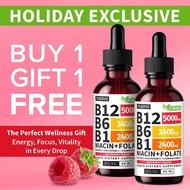 (2 件裝)維生素 B12LiquidDropswithB6、B1、Niacin&Folate-EdibleSuppor