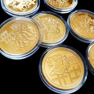 Full Set Zodiac Commemorative Coins Lucky Ornaments Coins 12 Animals New Year Gold Coins Commemorati