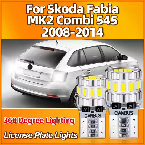 2X W5W T10 LED Bulbs 12V 6000K White Canbus Car License Plate Light Bulb For Skoda Fabia MK2 Combi 5